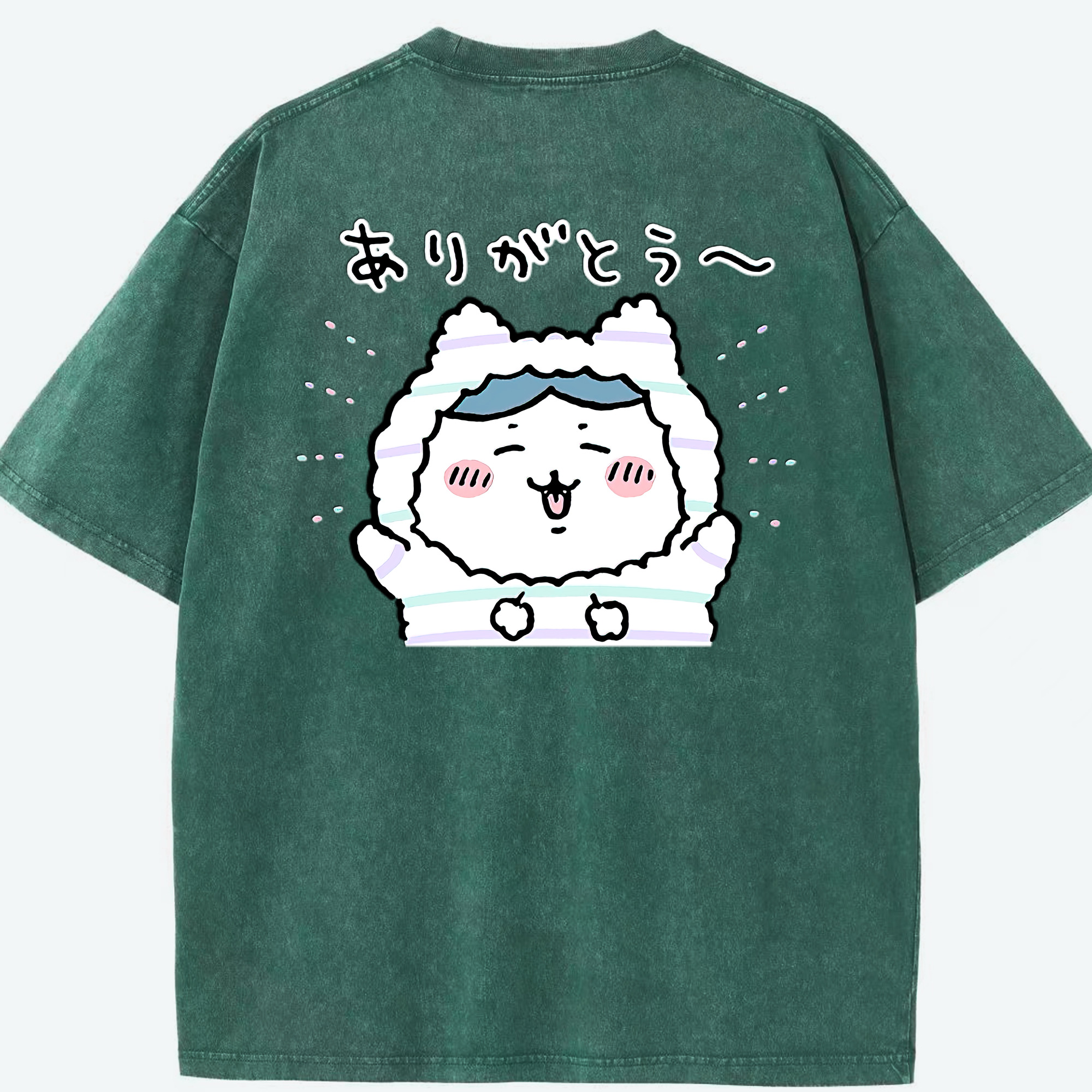 （画像用） ちいかわ ハチワレ Chii-kawa hachiware 綿100% ヴィンテージ風 半袖Tシャツ（背面プリント）